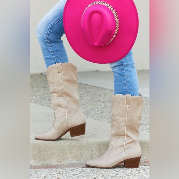 Mountain Fever Mid-Calf Cowboy Boots in Taupe - Picture 3 of 7